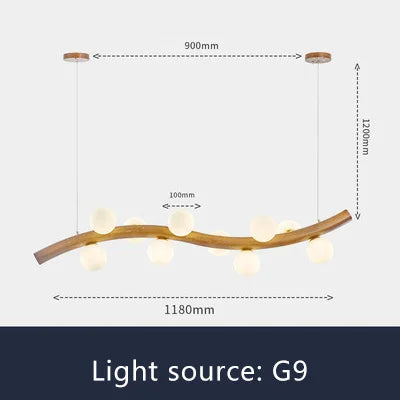 suspension luminaire en bois massif et verre simple - vue 9 sur 11
