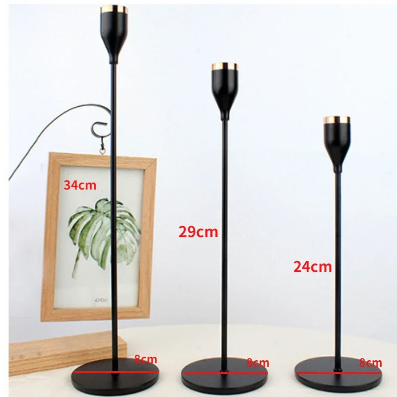 lot de 3 bougeoirs en métal pour décoration de mariage et fête - vue 11 sur 13