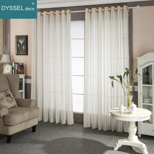 Rideau rayé style européen translucide pour salon chambre - vue 3 sur 9