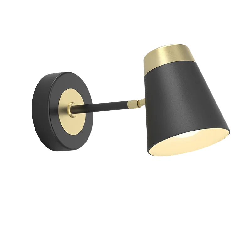 Aisilan applique murale de luxe remplaçable 5W E14 ampoule brossé noir et doré Anti-éblouissement Rotation applique pour chambre étude