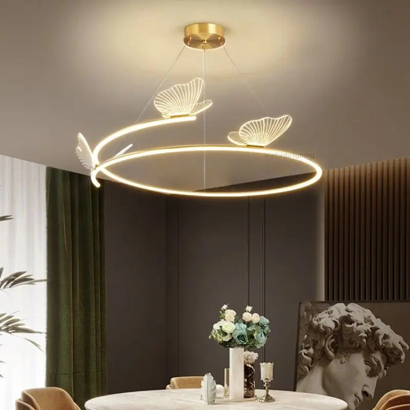 Lustre design LED rond en forme de papillon