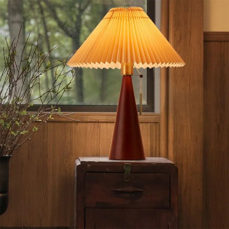 Lampe LED plissée en bois pour bureau