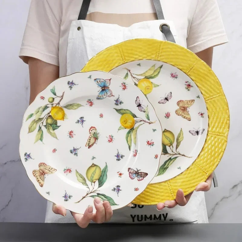 assiette ceramique style europeen motif citron elegante - vue 3 sur 7