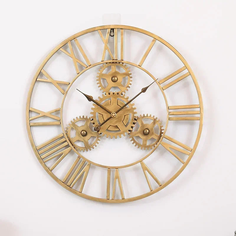Horloge Murale étoile Vintage, Acier Patiné Et Bronze, Faite Main, Unique, Quartz