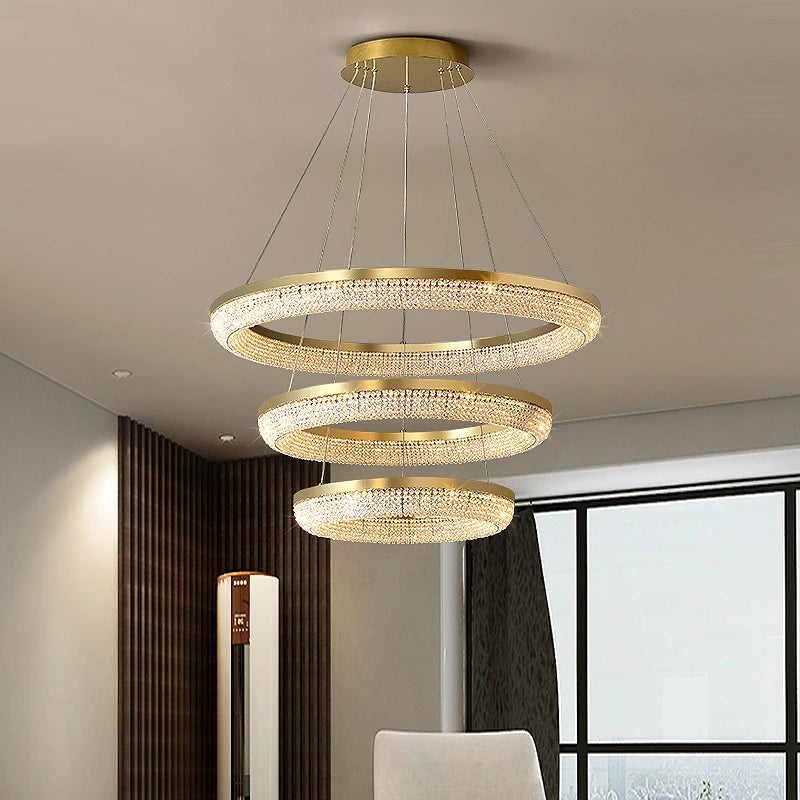 lustre en cristal rond design nordique pour décoration intérieure - vue 4 sur 12