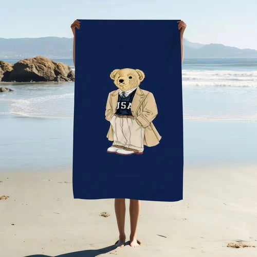 serviette de plage anime ours sechage rapide portable - vue 3 sur 5