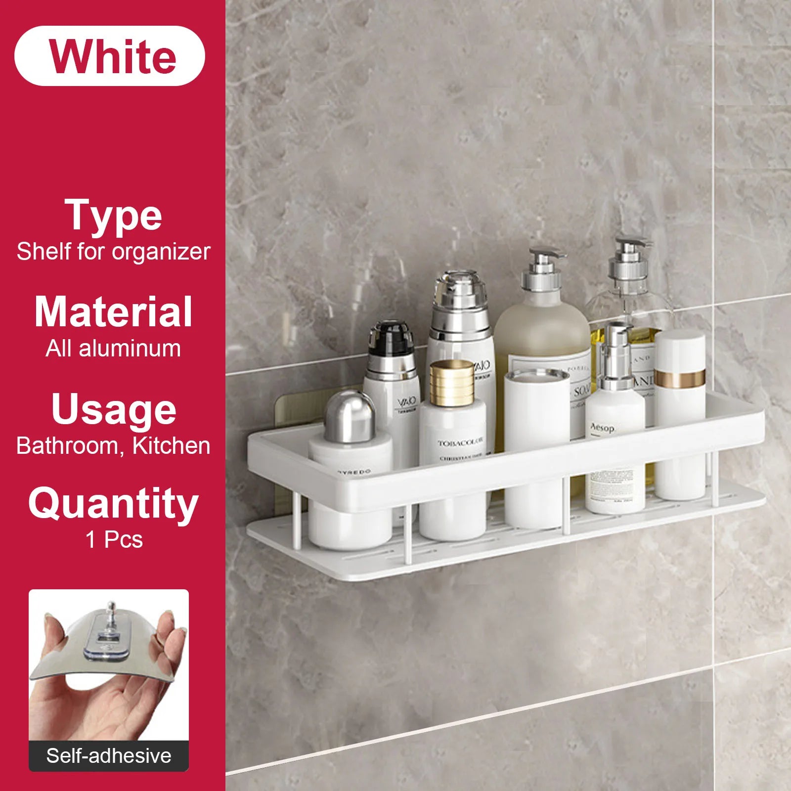 etagère murale sans perçage pour rangement de salle de bain et cuisine - vue 13 sur 30