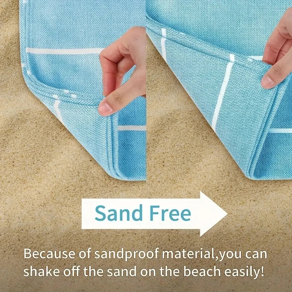 Serviette de plage turque rayée pompons séchage rapide - vue 5 sur 7