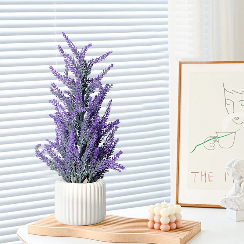 bouquet de fleurs artificielles lavande et blé décoration intérieure et extérieure - vue 3 sur 6