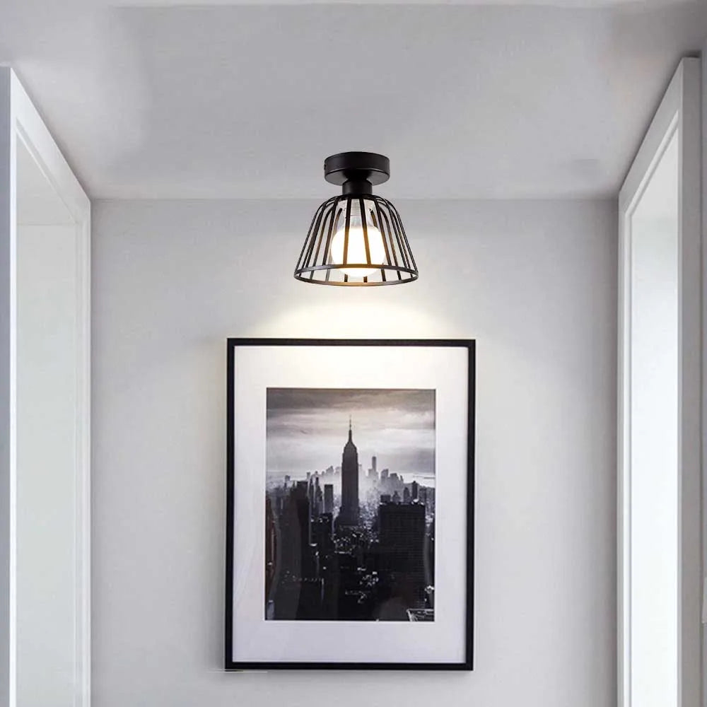 Iron walkway ceiling light minimalist Nordic retro balcony, kitchen light, hallway iron entrance small ceiling light - vue 3 sur 6