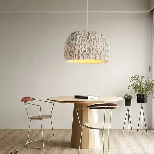 Nordique Wabi Sabi E27 suspension LED lumières tricoté corde minimalisme suspension lampe Lustre suspension lampe salle à manger luminaires