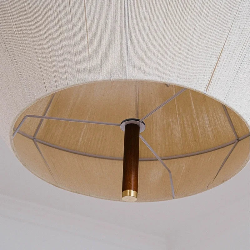 suspension nordique rétro en corde de chanvre et rotin à led - vue 5 sur 9