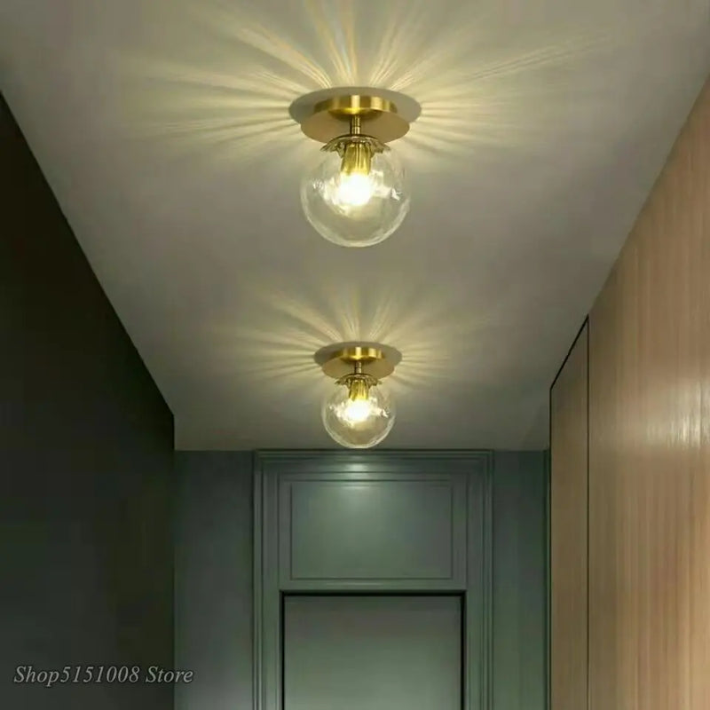 Lampes de plafond en verre boule ronde moderne pas cher pour Restaurant allée couloir balcon décoration luxe Led plafonniers