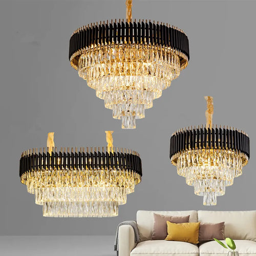 lustre moderne de luxe en cristal k9 led suspendu - vue 2 sur 12