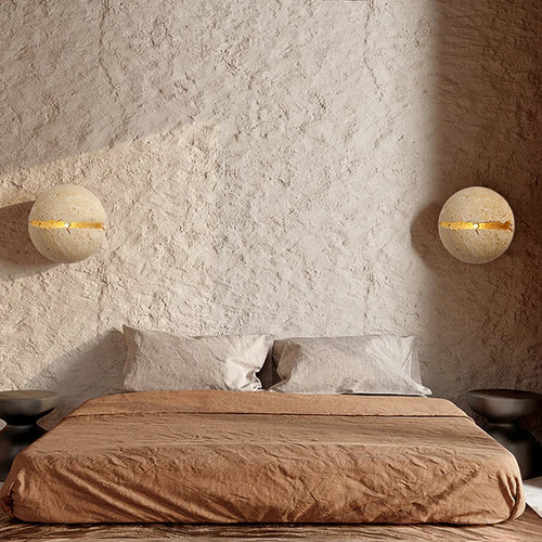 Applique murale boule Wabi Sabi naturel jaune grotte pierre salon couloir escalier chez l'habitant hôtel Led décoration chaude - vue 3 sur 6