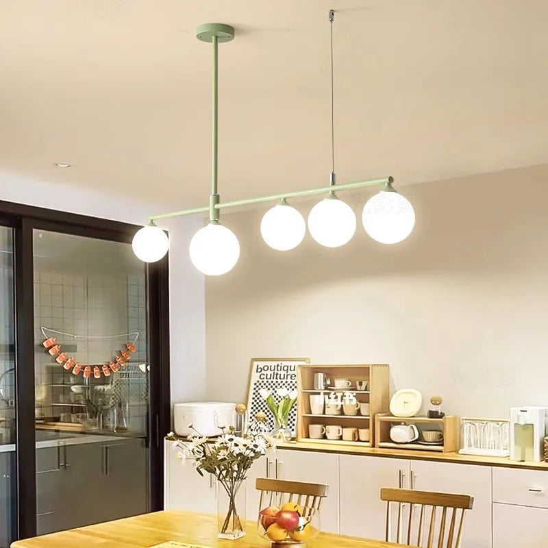 Pastoral Dining Table Pendant Lamps Long Hanging Light for Living Room Kitchen Restaurant Chandelier Fixtures Milky White Glass - vue 4 sur 12