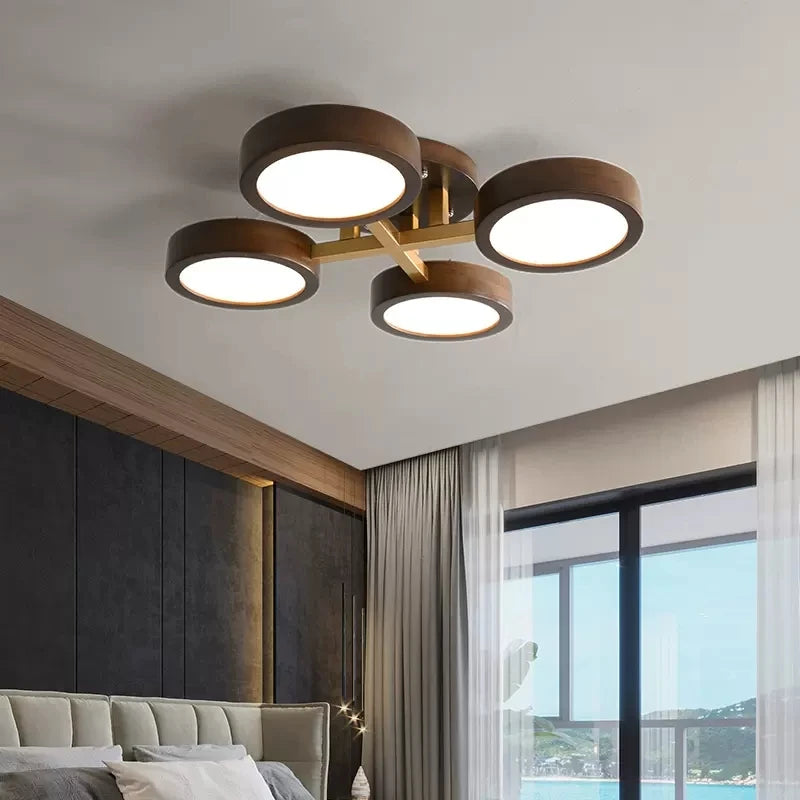 lustre led moderne en bois pour décoration intérieure - vue 3 sur 9