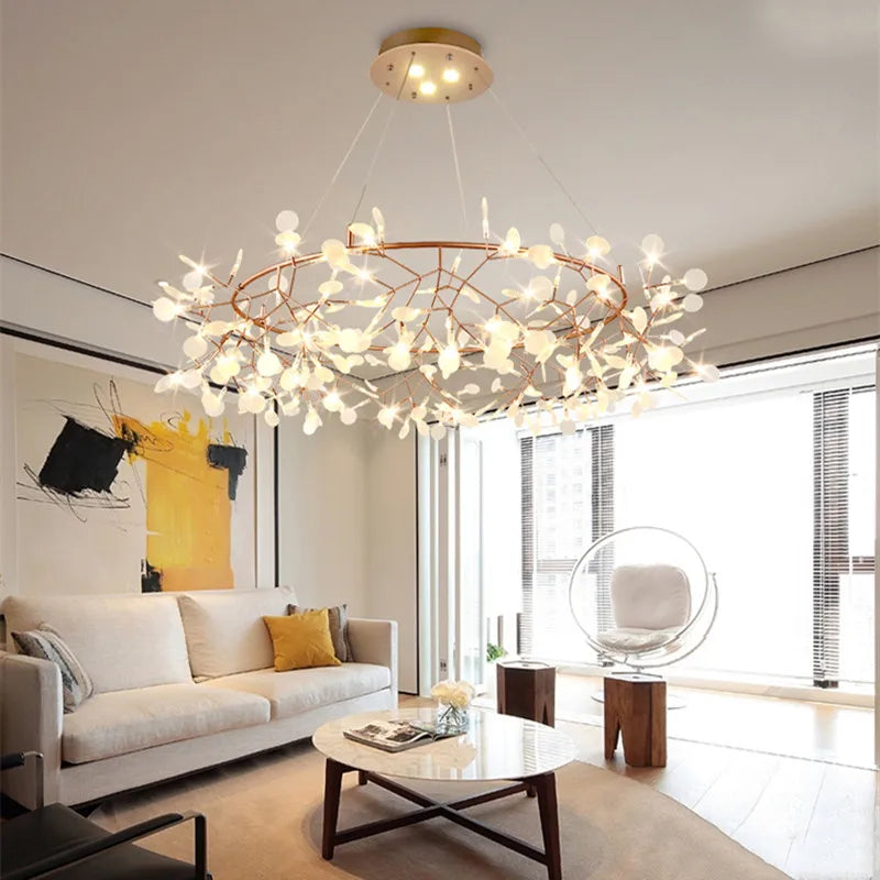 lustre led moderne avec branches rondes pour suspension
