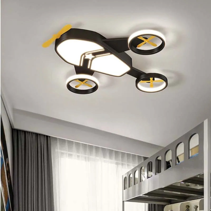 plafonnier avion lumineux pour chambre d'enfant garçon - vue 4 sur 7