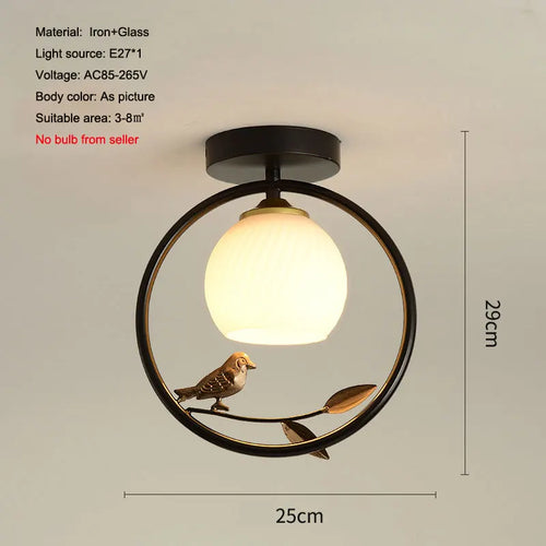plafonnier nordique en fer style 	 avec décoration oiseau - vue 16 sur 16