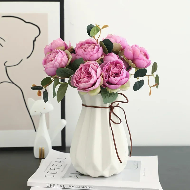 bouquet de pivoines vintage en soie décoration festive pour toutes occasions