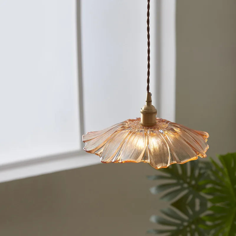 Suspension Vintage en verre de fleur - vue 6 sur 10