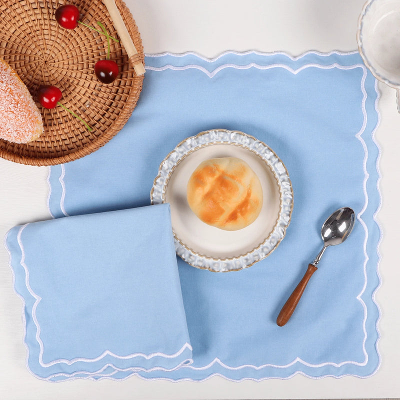 Serviette de table coton épais bord lotus pastoral