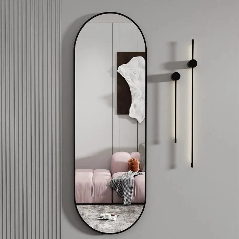 miroir de maquillage suspendu design ovale en métal pleine longueur - vue 4 sur 6