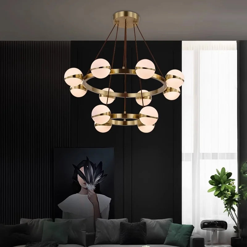 Lustre design rond avec boules LED