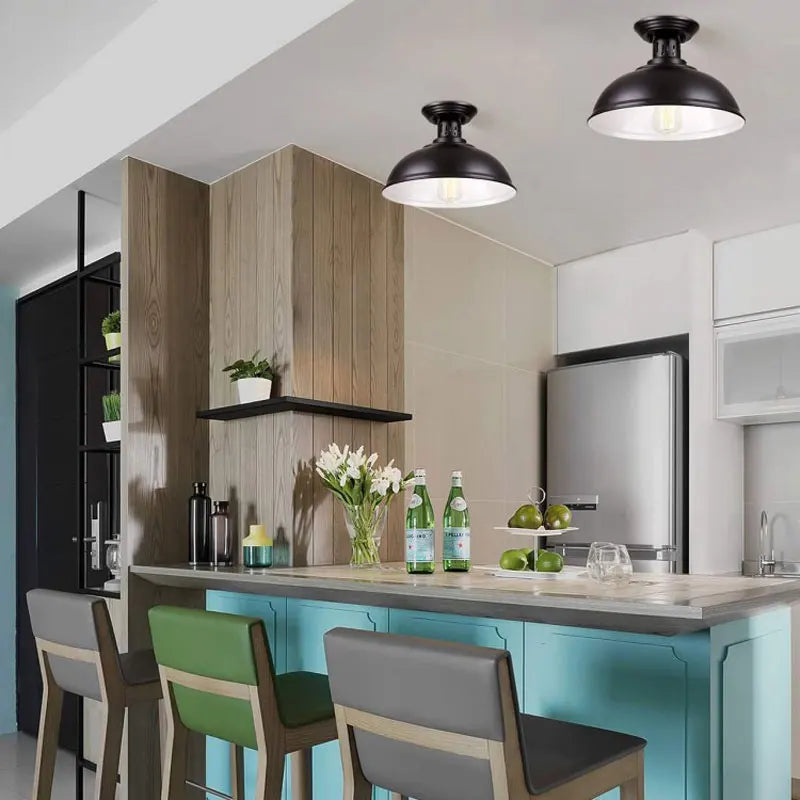 plafonnier style américain industriel rétro avec couvercle pot en maille de fer