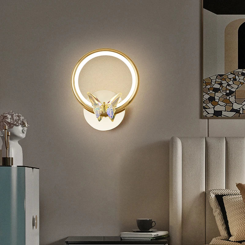 applique murale led papillon en cristal éclairage unique moderne - vue 5 sur 19