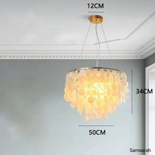 lustre nordique en coquillage avec luminaire à led - vue 17 sur 17