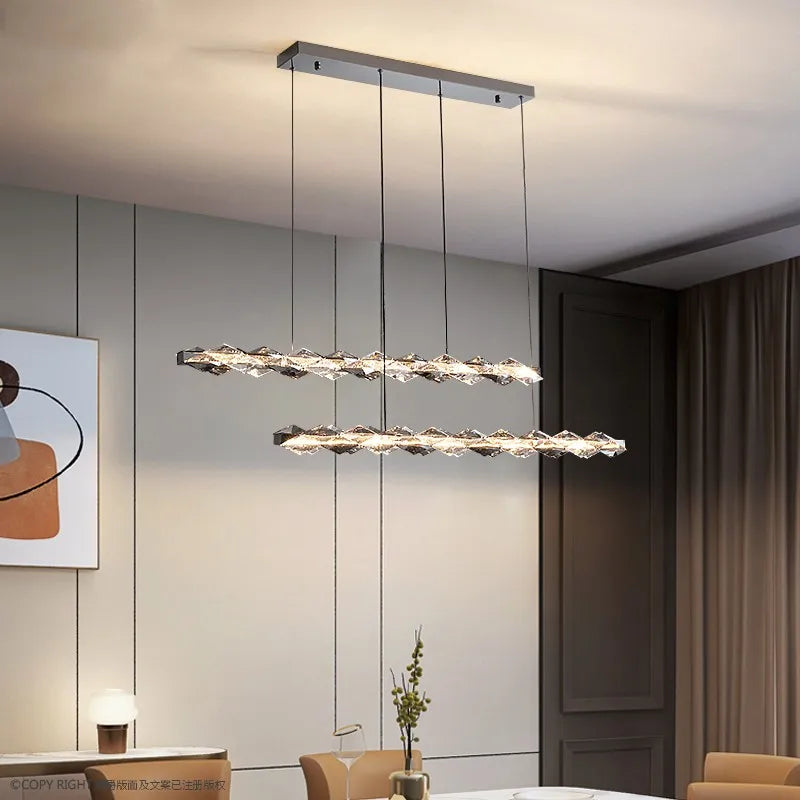 lustre moderne en cristal pour ambiance élégante et minimaliste - vue 4 sur 19