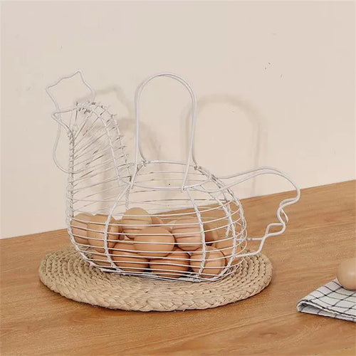 panier de rangement en fer forgé en forme de poulet pour œufs et fruits - vue 3 sur 5