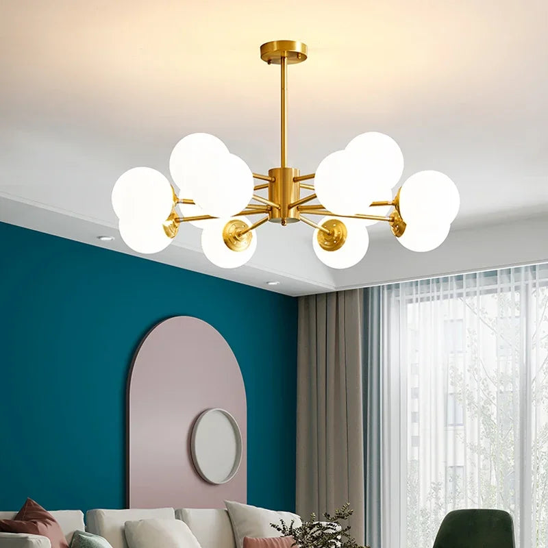 lustre moderne en verre pour intérieur lumineux