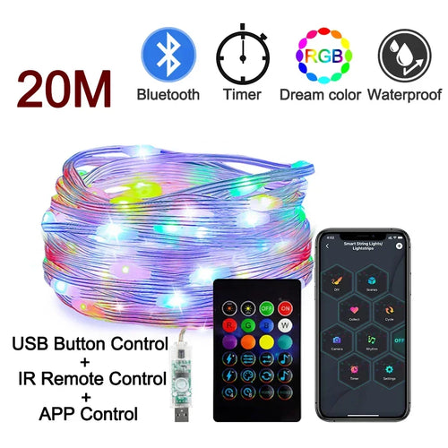 guirlande lumineuse led intelligente bluetooth pour fêtes et décorations - vue 12 sur 12