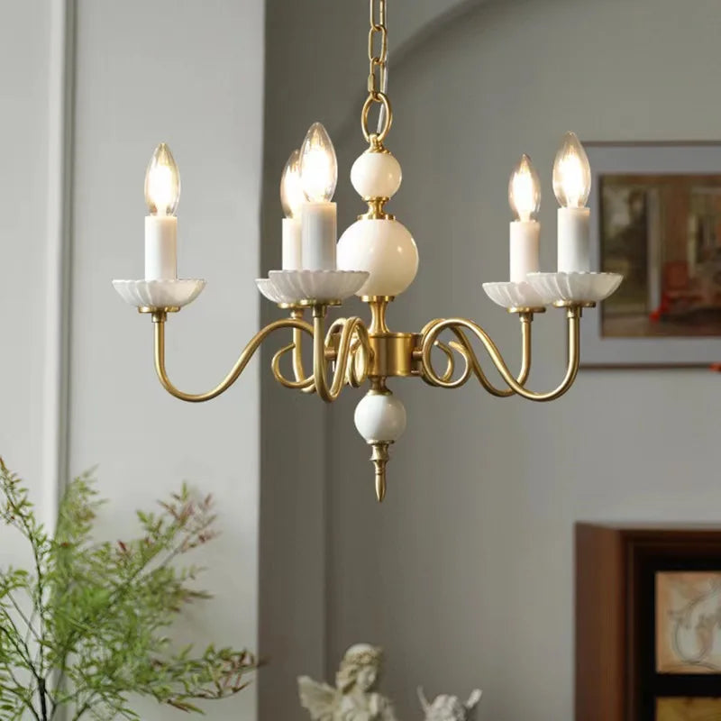 lustre en cuivre de luxe style vintage pour restaurant et salon - vue 4 sur 10