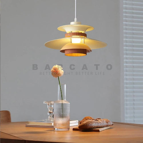 lustre design danois led rétro noyer lampe suspendue - vue 3 sur 12