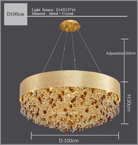 2024 Modern crystal chandelier for living room home decor hanging cristal lamp round gold led light fixture with dimmable