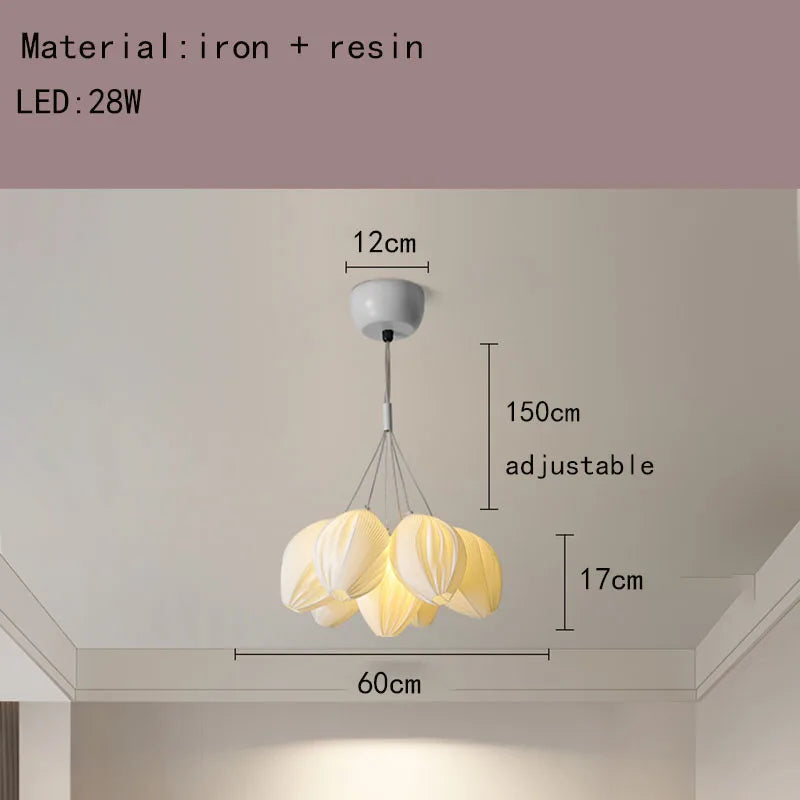 lustre en résine avec abat-jour romantique en métal - vue 10 sur 14