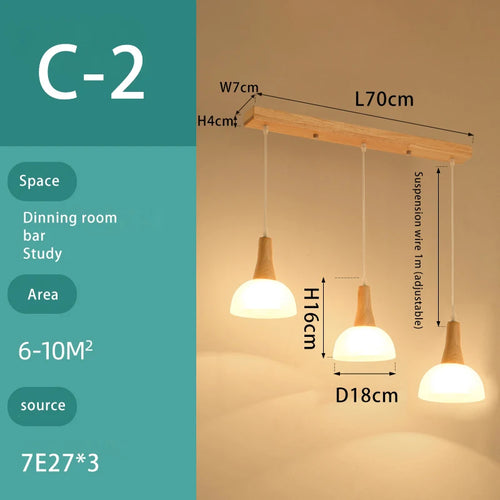 lustre en bois massif et verre luminaire suspendu - vue 10 sur 15