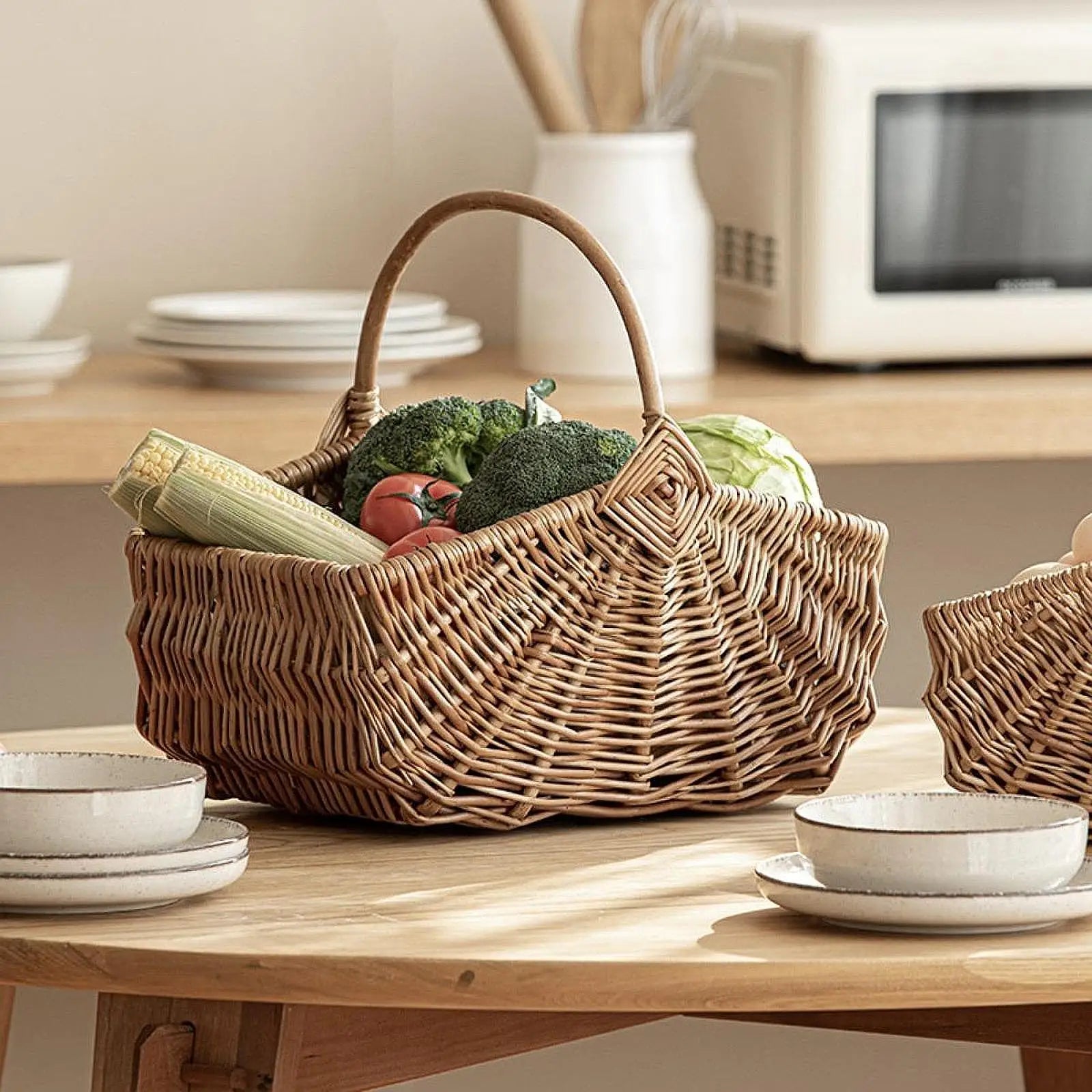 panier en osier pour pique-nique fruits légumes camping et fêtes - vue 5 sur 7