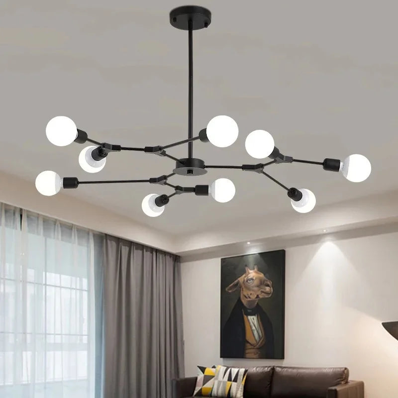 lustre moderne spoutnik satellite lampe suspendue 3 6 9 branches - vue 4 sur 12