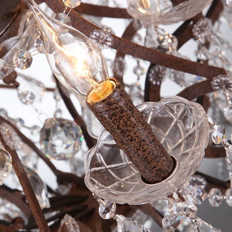 lustre vintage en cristal style cage à oiseaux éclairage led rétro - vue 3 sur 8