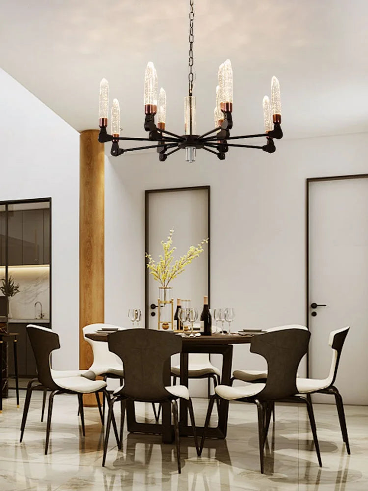 lustre nordique créatif en fer et cristal moderne - vue 7 sur 19