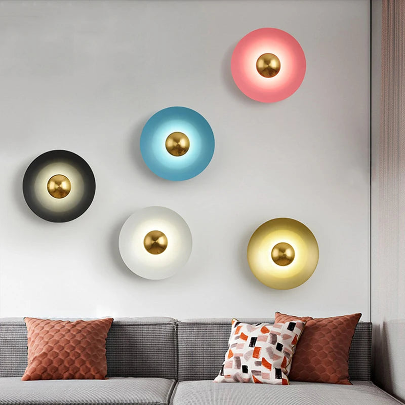 applique murale led macaron frisbee nordique décorative