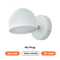 applique murale led avec variateur tactile rotatif 350° et prise de chevet