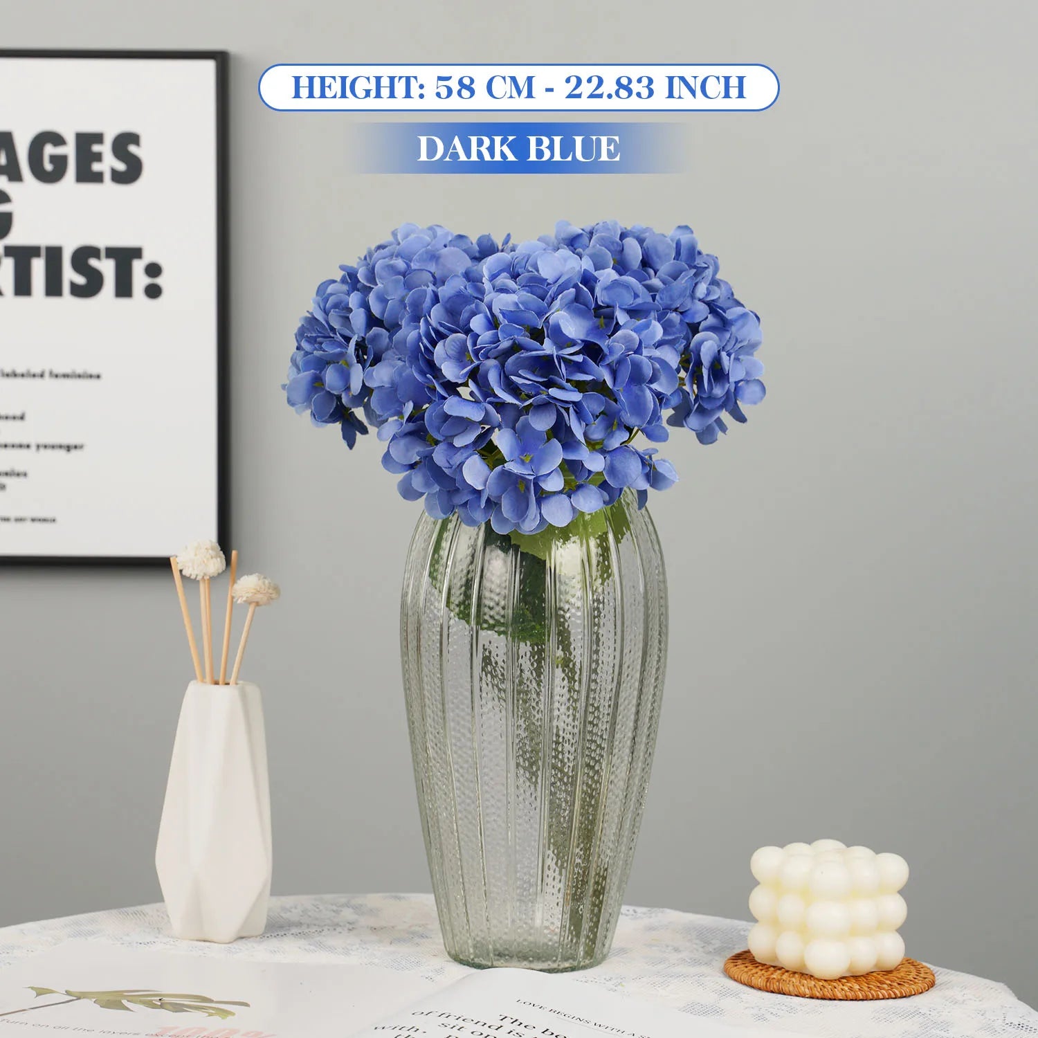 bouquet d'hortensias artificiels en soie pour décoration d'événements - vue 10 sur 19