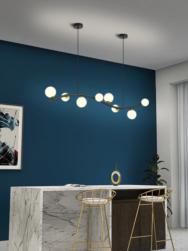 lustre en verre noir style nordique moderne pour restaurant et bar - vue 4 sur 10