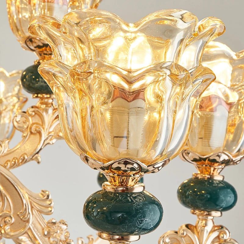 lustre style européen led en céramique cristal pour villa duplex
